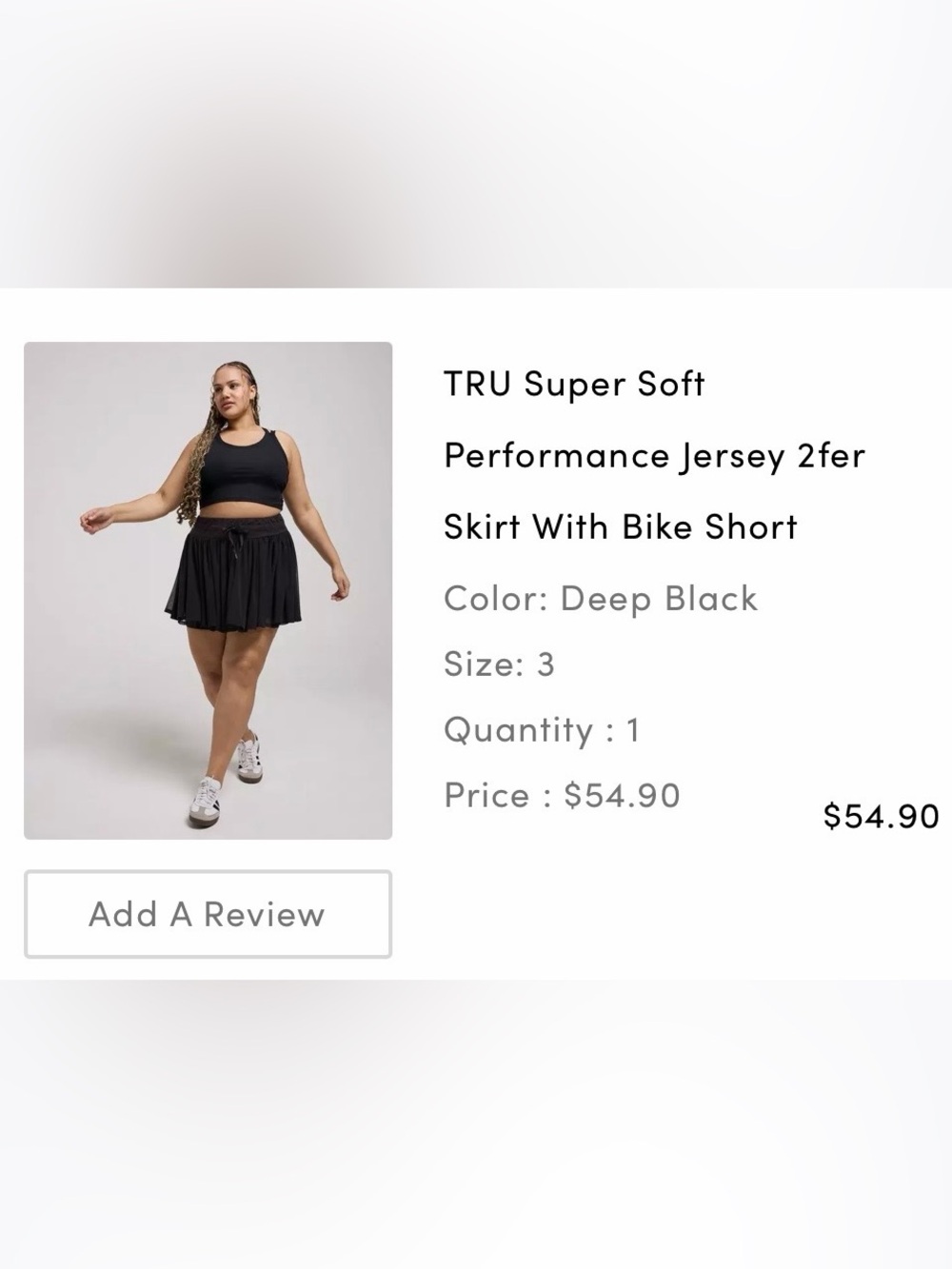 TRU Super Soft Performance Jersey Skirt - Deep Black